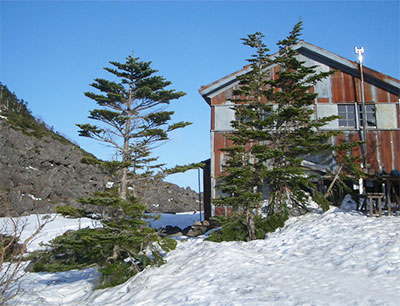 春の山小屋
